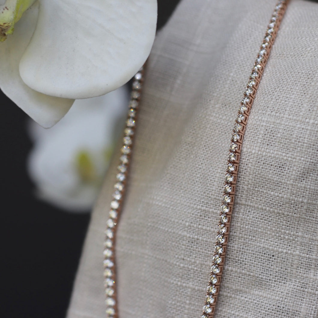 16.75ctw Diamond Tennis Necklace in Rose Gold