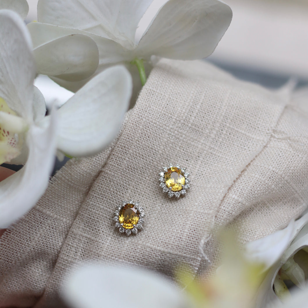 5.00ctw Yellow Sapphire and Diamond Earrings