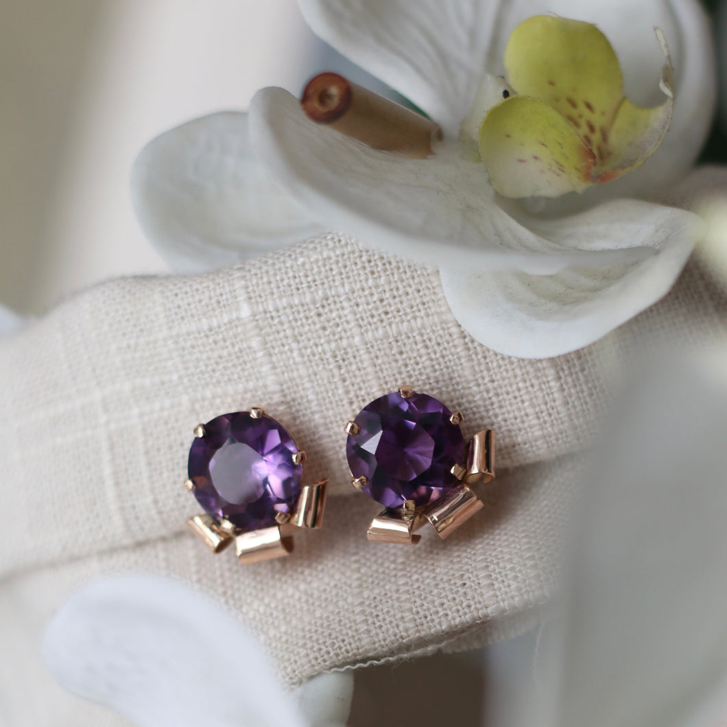 1940's Retro Amethyst Earrings