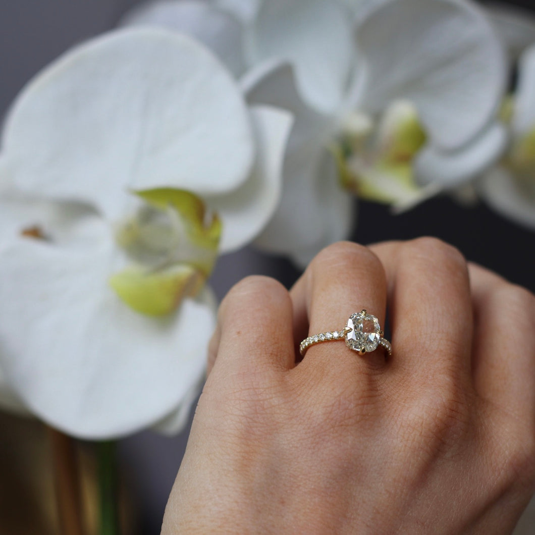 Custom Elongated Cushion Cut Diamond Engagement Ring