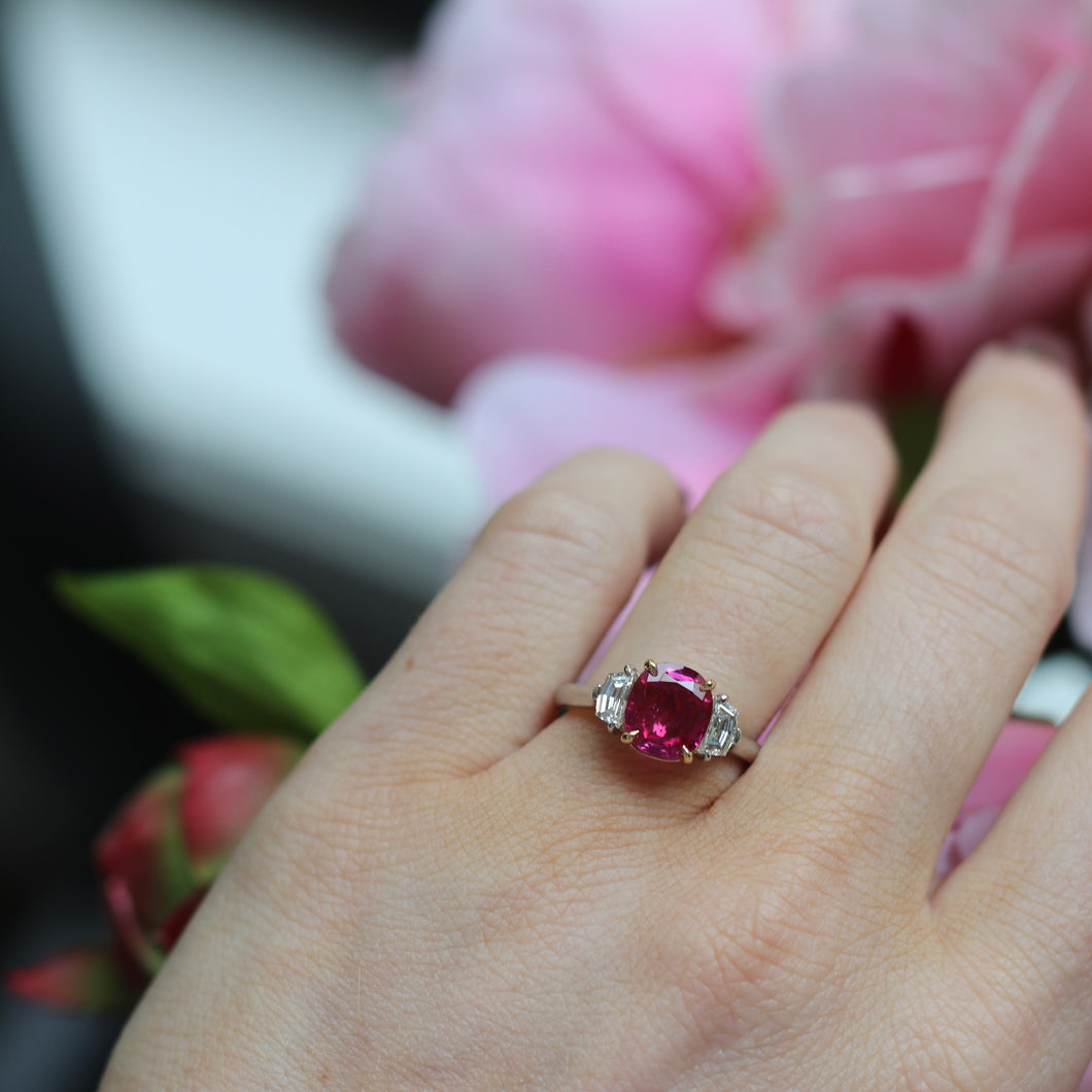 Ruby and Diamond 3 Stone Ring
