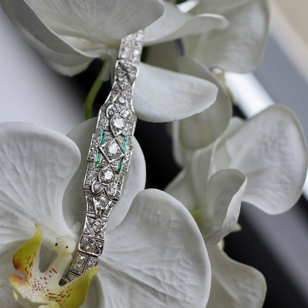 Art Deco Diamond and Emerald Bracelet
