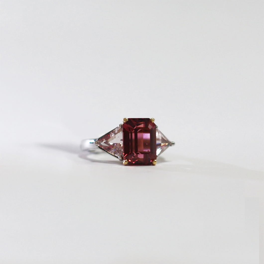 5.33ct Emerald Cut Garnet Ring