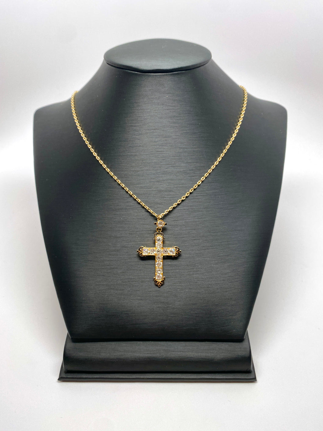 Estate 14kt Yellow Gold 2.50ctw Diamonds Cross Pendant