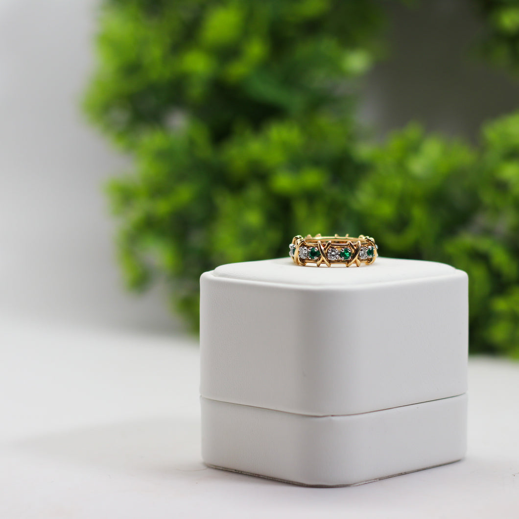Tiffany & Co. Schlumberger Emerald and Diamond Ring