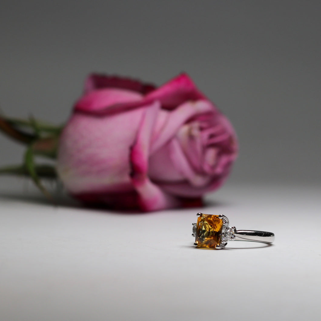 Phenomenal 3.05ct Brilliant Cut Yellow Sapphire Ring