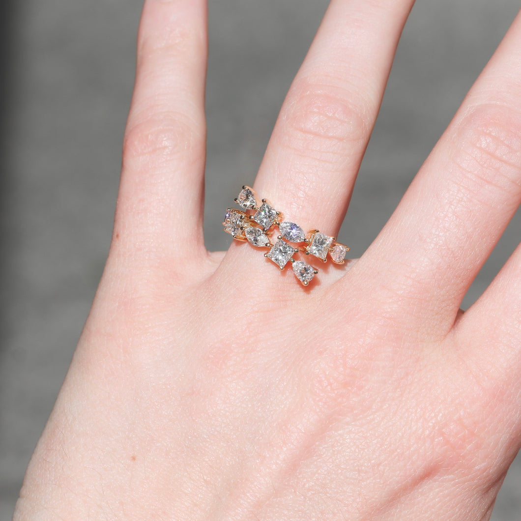 Multi-Stone Diamond By Pass Ring