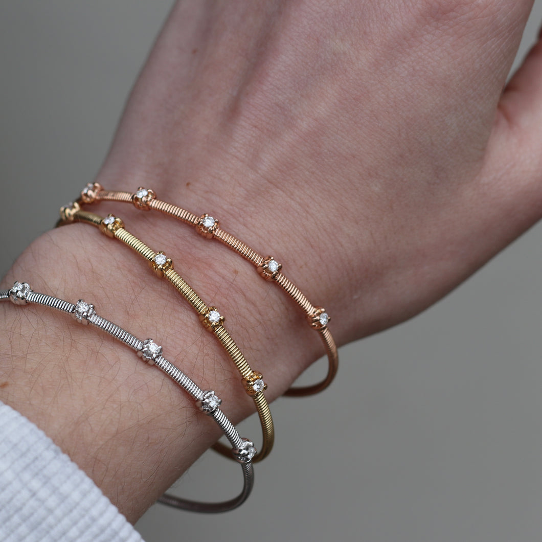 14k Silent Stacking Diamond Bracelets