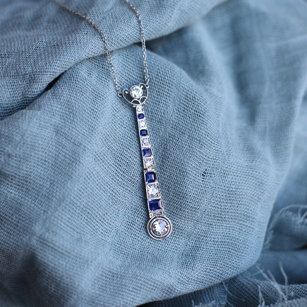 Deco Diamond & Sapphire Necklace