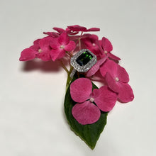 Load image into Gallery viewer, Custom Platinum Green Tourmaline and Diamond Ring
