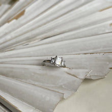 Load image into Gallery viewer, Custom 3 Stone Emerald Cut Diamond Engagement Ring
