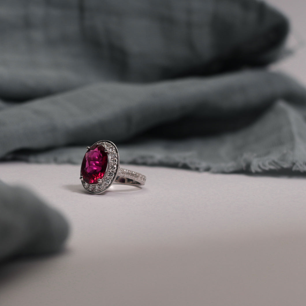 18kt White Gold 8.00ct Pink Tourmaline Ring