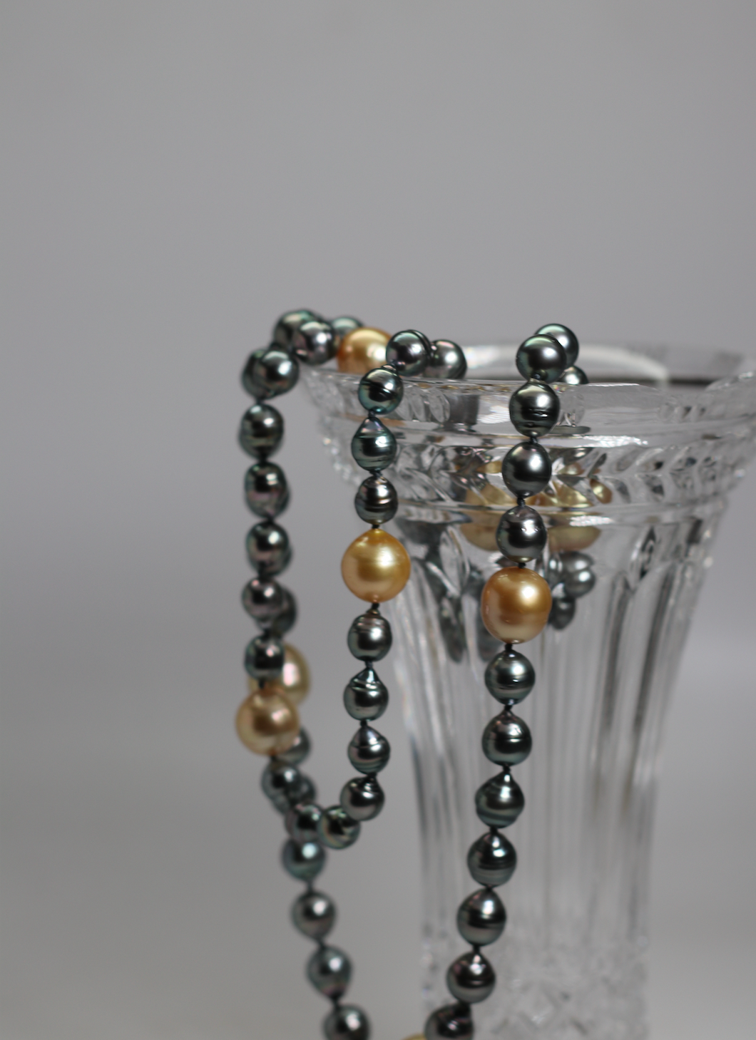 Strand of Tahitian and Golden Baroque Pearls.