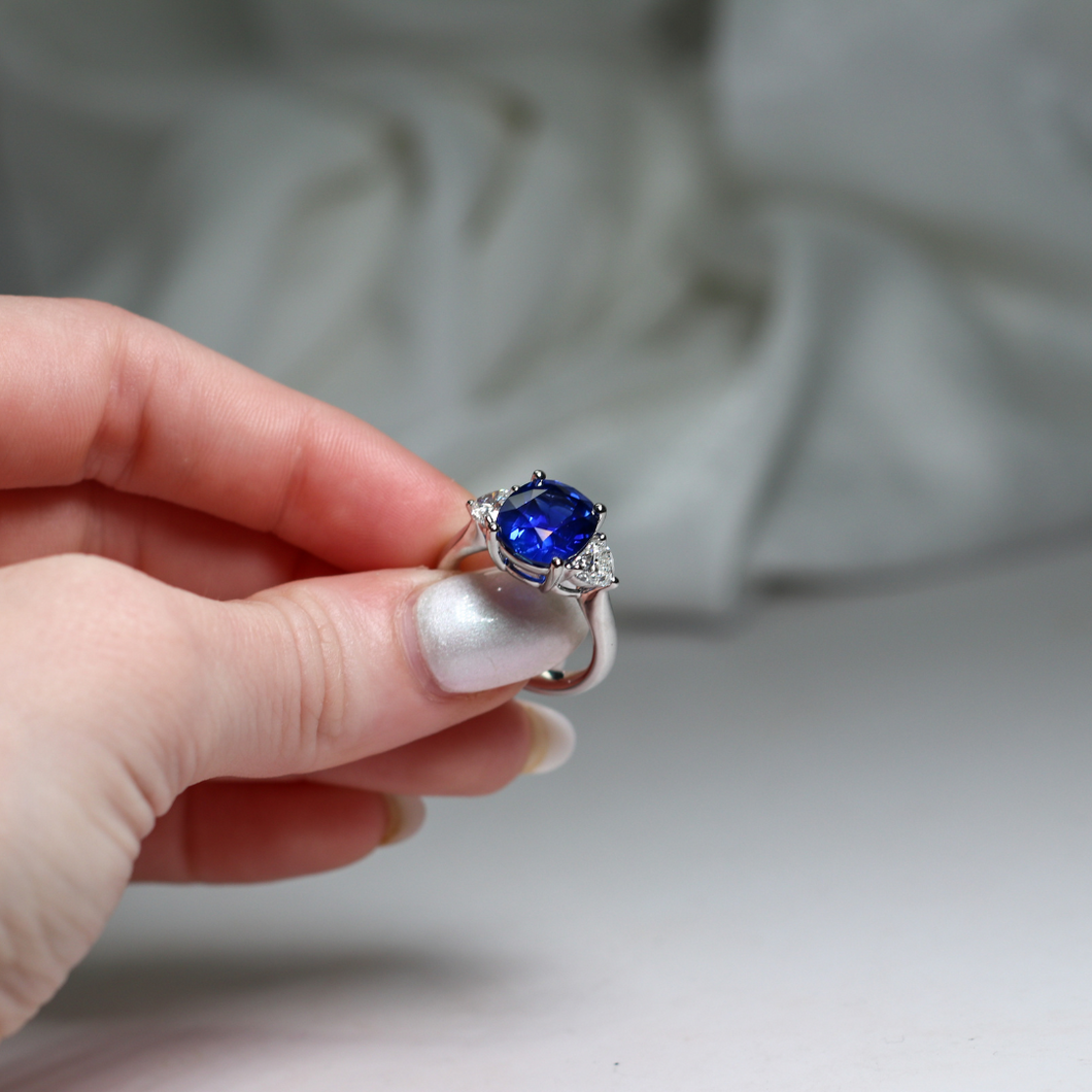6.63ct Center Cushion Brilliant Blue Sapphire
