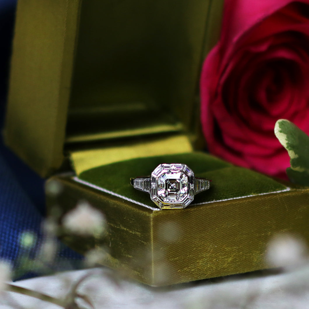 Platinum GIA 1.51ct Asscher Diamond Ring