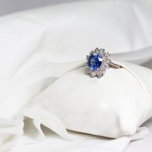 Load image into Gallery viewer, Cushion Cut Blue Sapphire Ring
