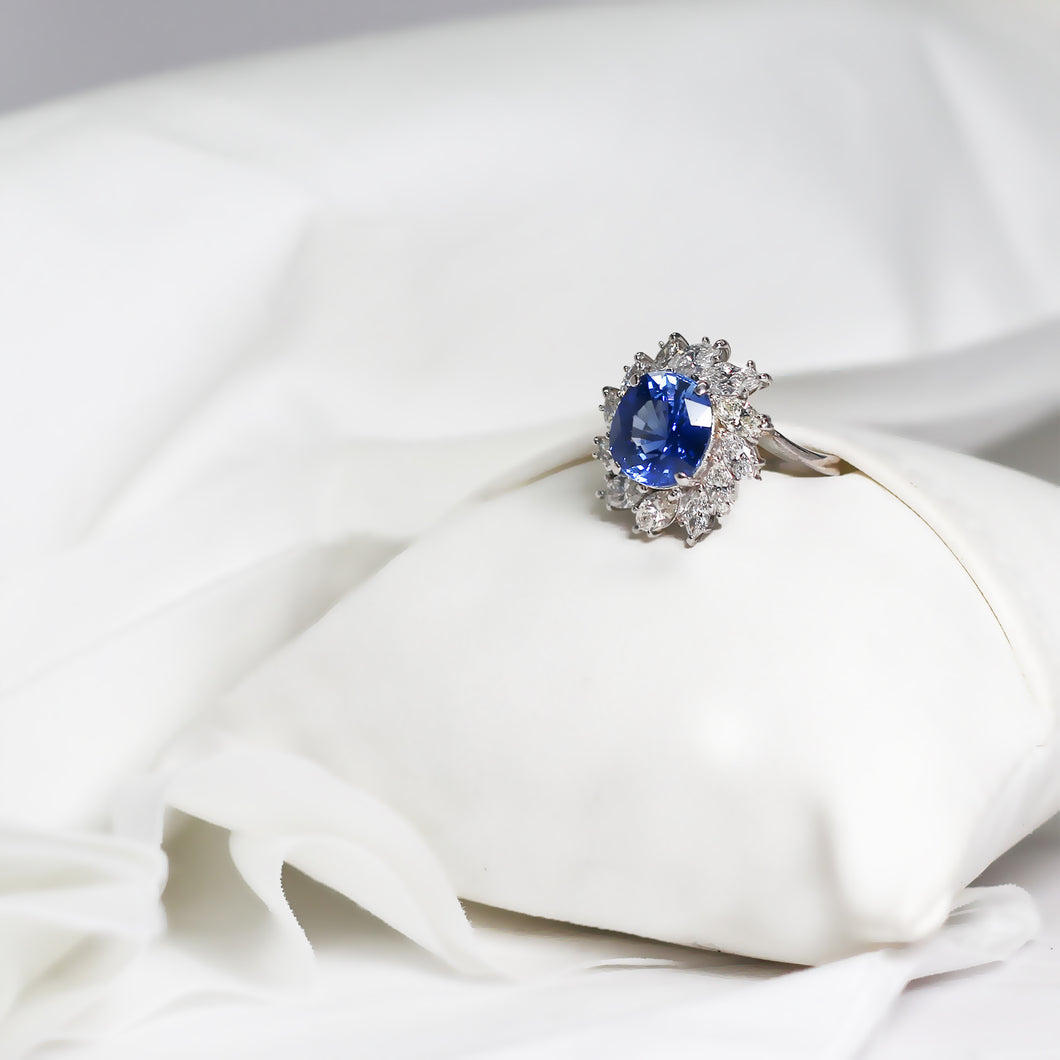 Cushion Cut Blue Sapphire Ring