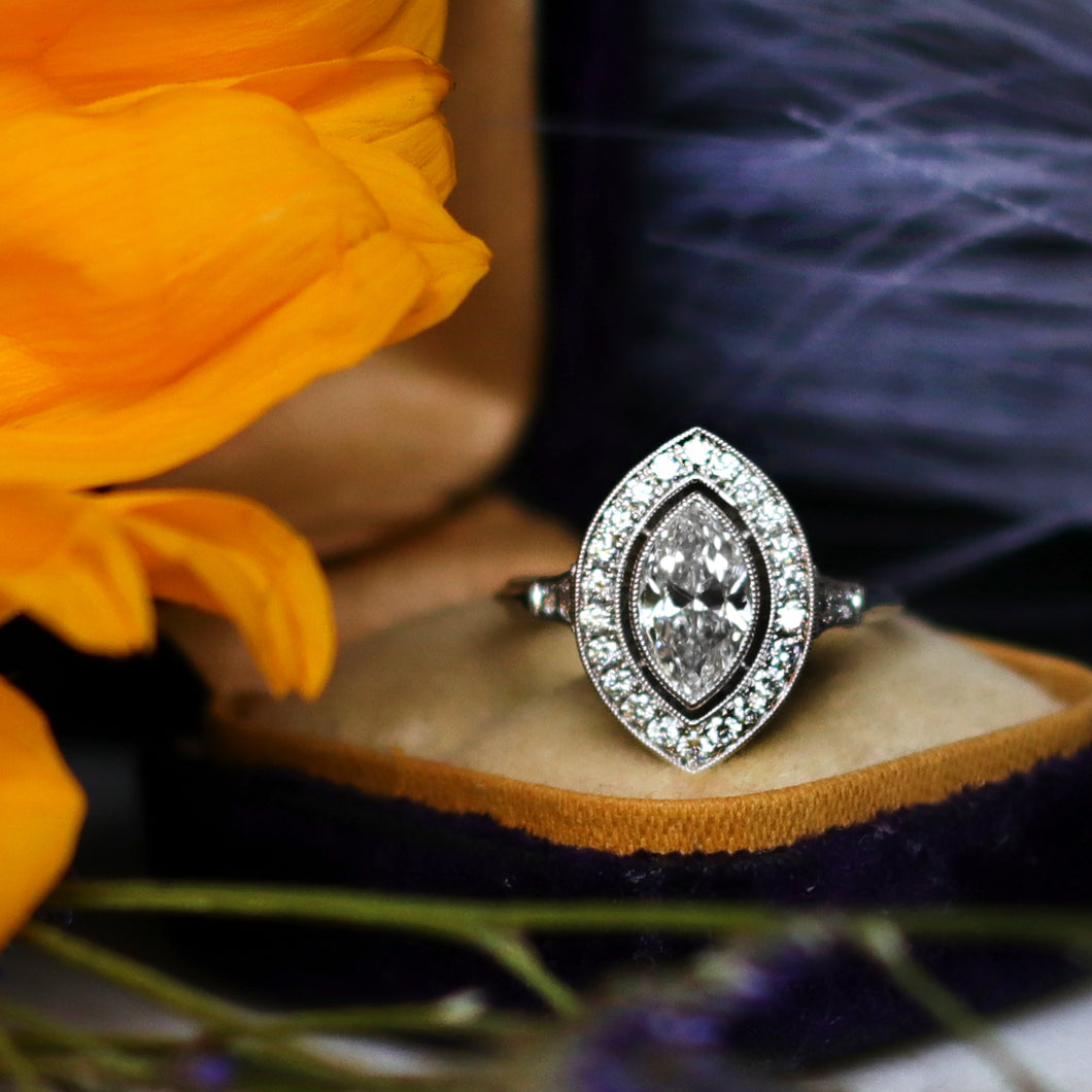 Platinum GIA 1.03ct Marquise Diamond Ring