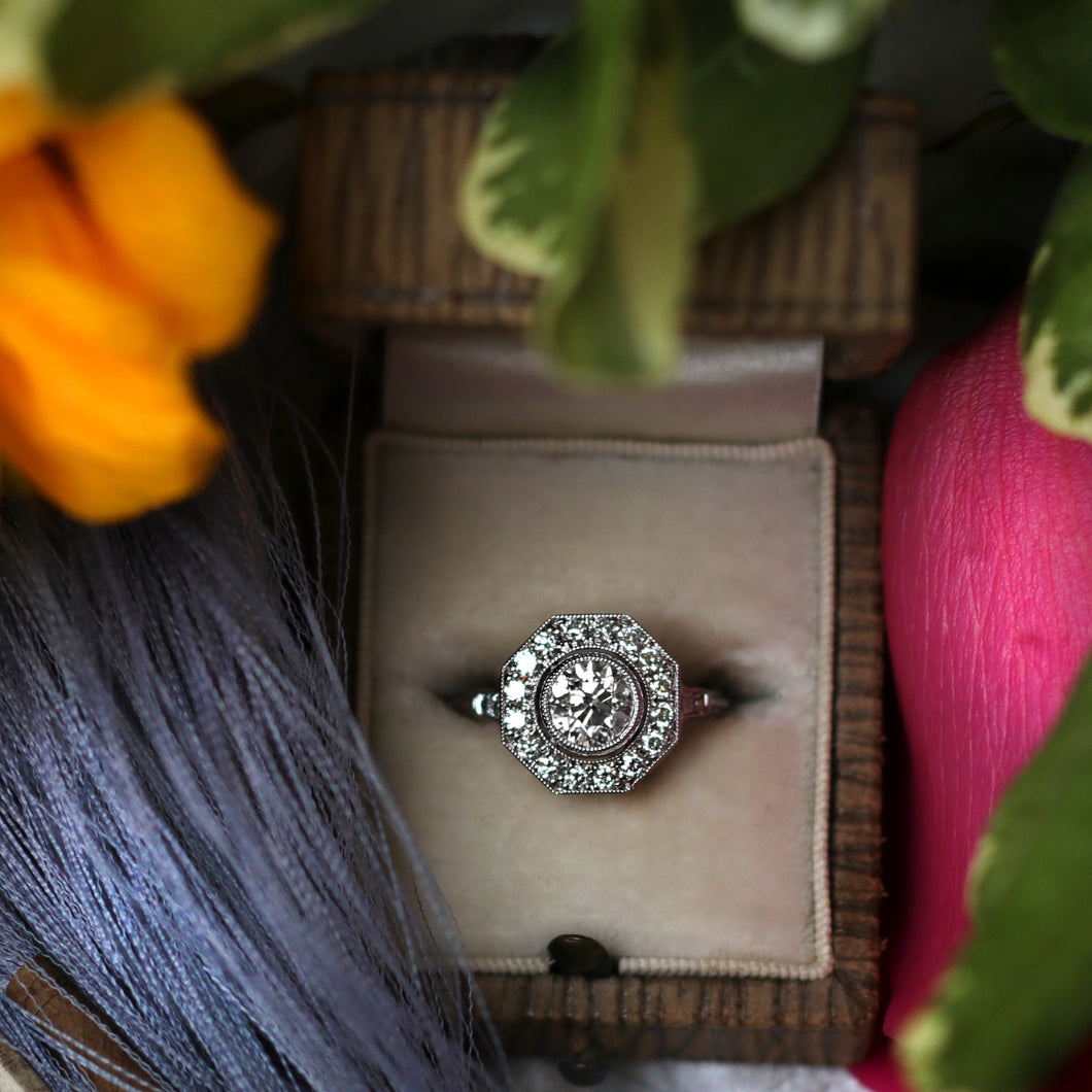 Platinum GIA 1.00ct Old European Diamond Ring