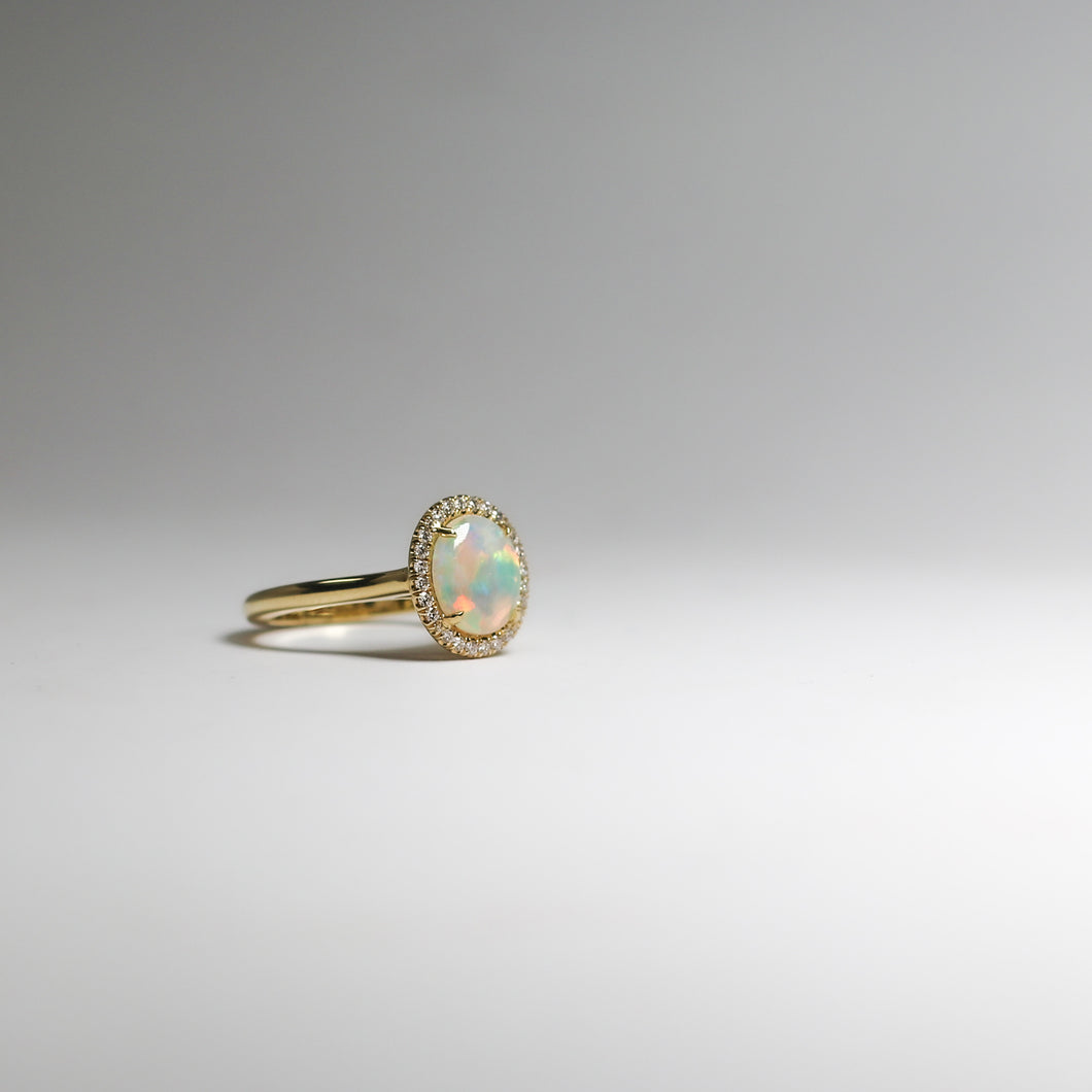 Custom Australian Opal and Diamond Ring