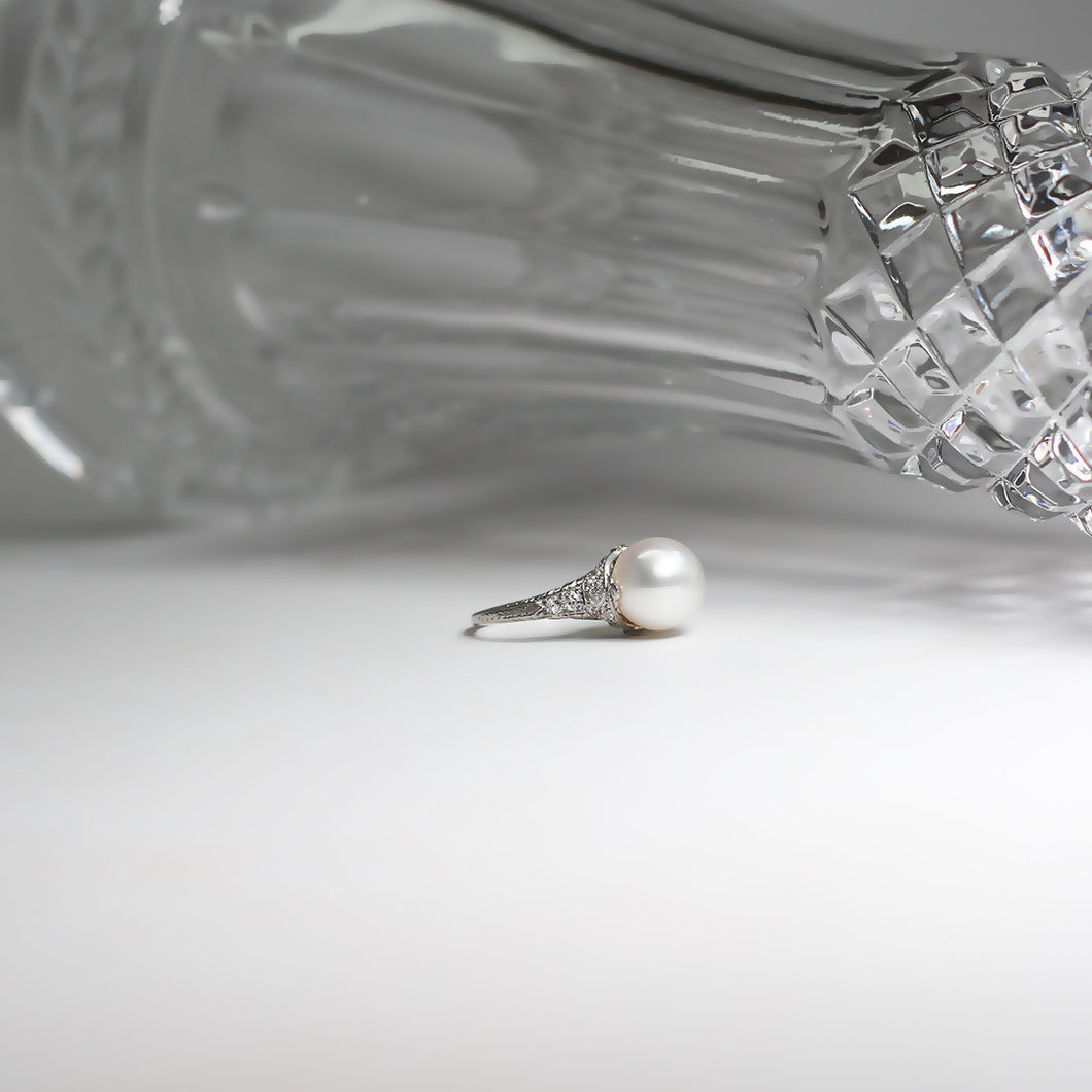 Edwardian Pearl and Diamond Ring