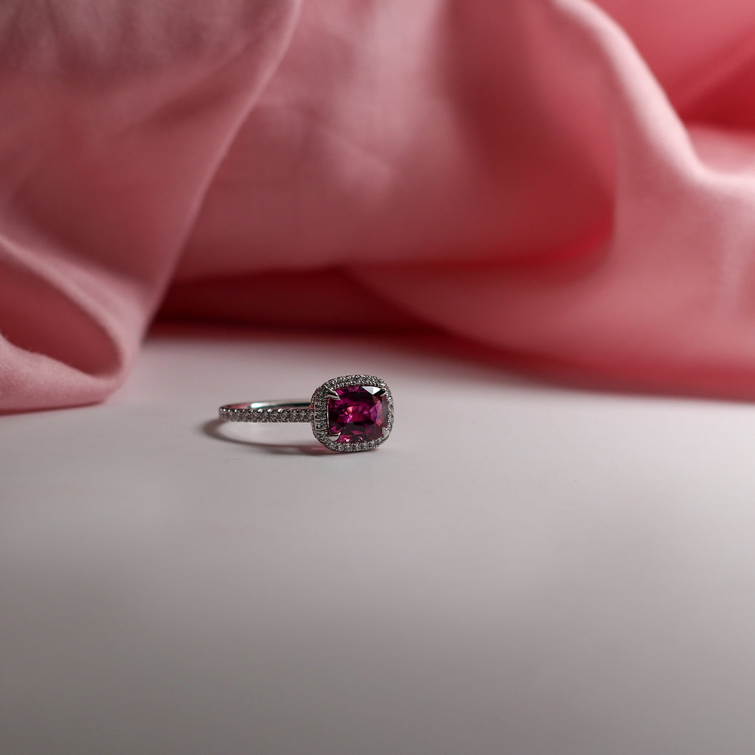 Pink Sapphire and Diamond Ring