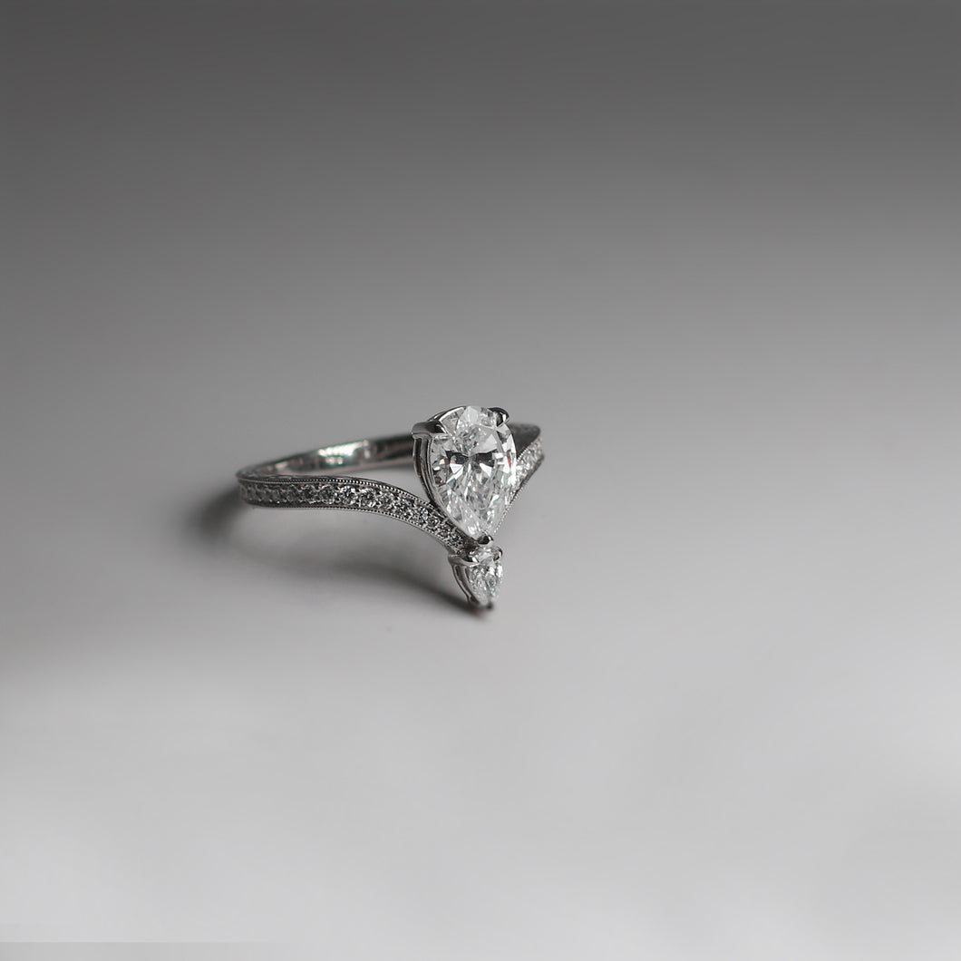 Pear Shaped Tiara Style Diamond Ring